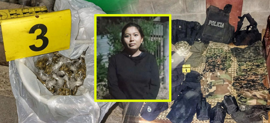 Capturan a mujer con 70 porciones de hierva seca y ropa similar a uniformes policiales