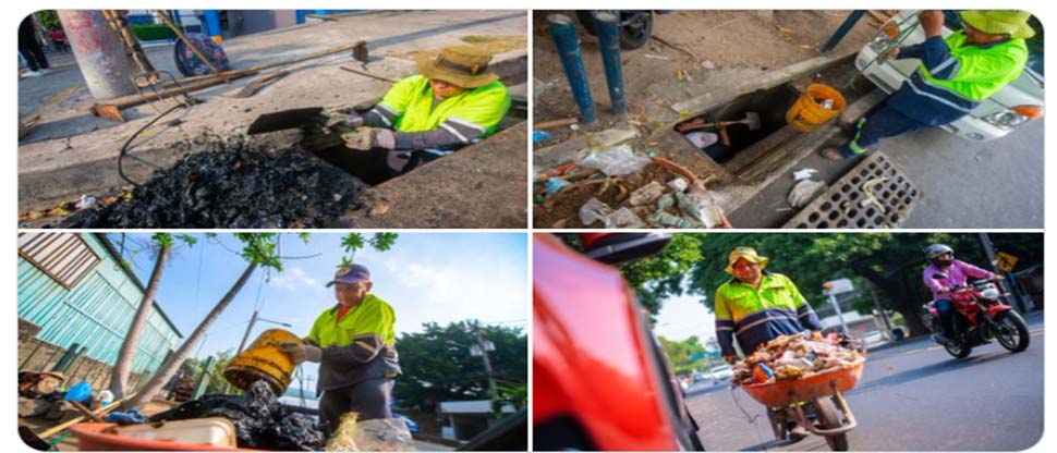 Limpian drenajes en la 25 avenida norte de San Salvador antes de la llegada del invierno