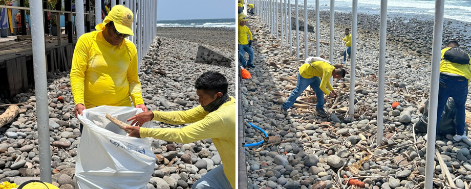 Reos en fase de confianza colaboran en tareas de limpieza en playa el Tunco, La libertad