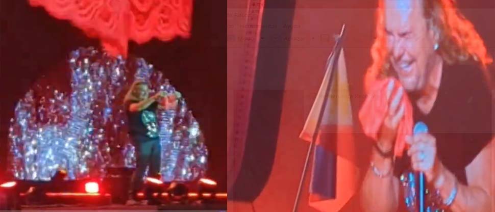 Vocalista de Maná recoge un calzón rojo en pleno concierto y lo huele ante su público