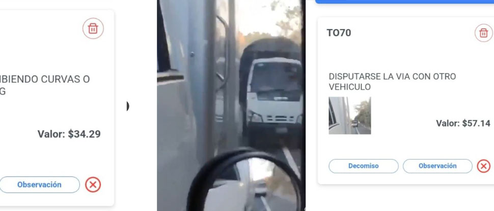 Conductor de camión cometió 5 infracciones en unos segundos y deberá pagar $194.30