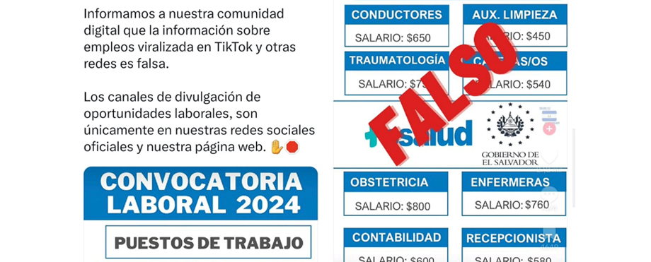 Fosalud advierte a la población sobre falsa publicación de ofertas laborales en la institución