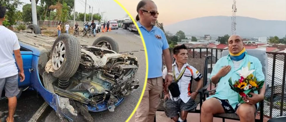Omar Angulo agradece a empresario que restaurará su vehículo en el que se accidentó