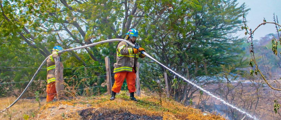 Bomberos sofoca incendio de maleza seca en Chalatenango