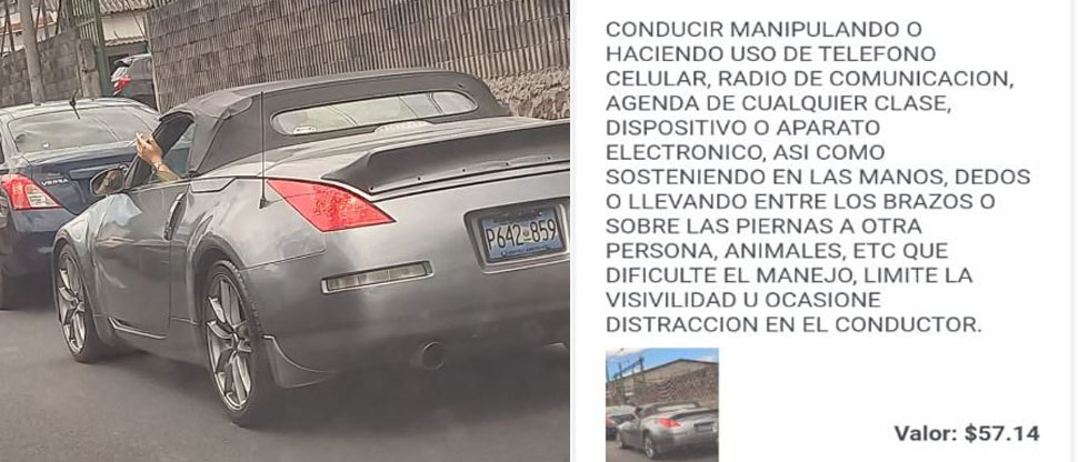 Infraccionan a conductor por ir fumando