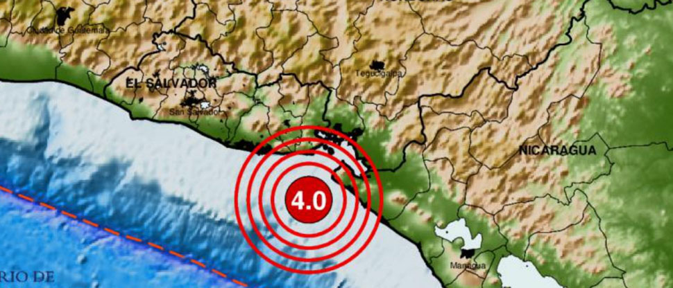 Sismo de 4.0 grados sacude parte de El Salvador, esta mañana