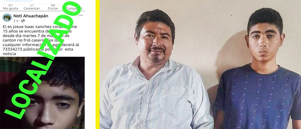 Joven reportado como desaparecido por su familia se fue a Guatemala porque lo regañaron