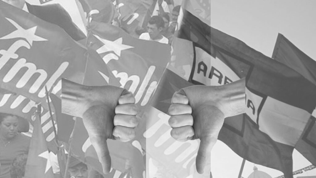 Salvadoreños recalcan que ARENA y FMLN son corruptos y están condenados a desaparecer