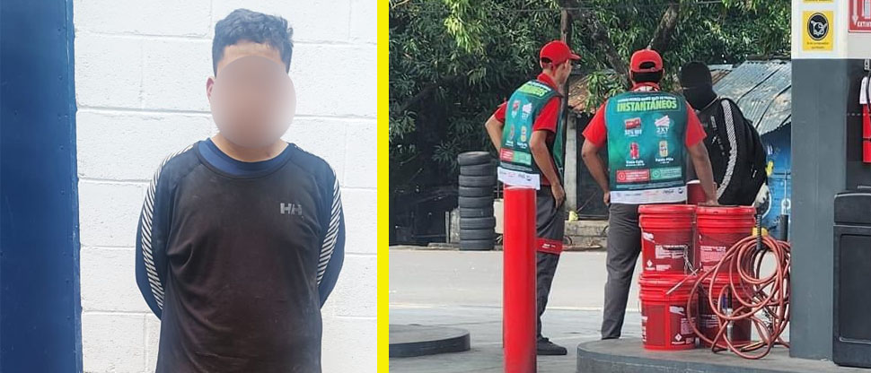 Capturan a jovencito que intentó asaltar una gasolinera utilizando un arma de cartón 
