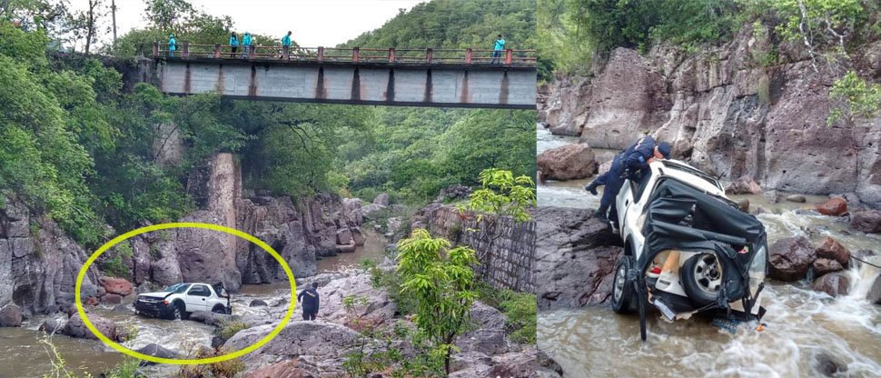 “Estoy bien, solo fueron unos rasguños” palabras del hombre que sobrevive al caer de un puente con su carro al río sapo en Morazán