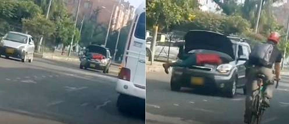 Mecánico expone su vida tras reparar vehículo en movimiento y en plena carretera