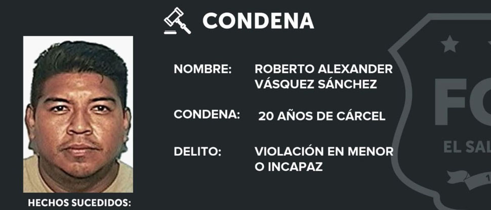 Hombre es condenado a 20 años de prisión por violar a una menor de edad