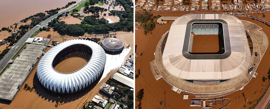 Imágenes dramáticas: Estadios en Brasil se inundan tras torrenciales lluvias