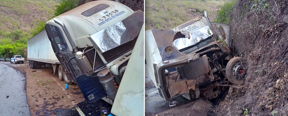 Conductor de rastra pierde el control y se accidenta en carretera Panamericana