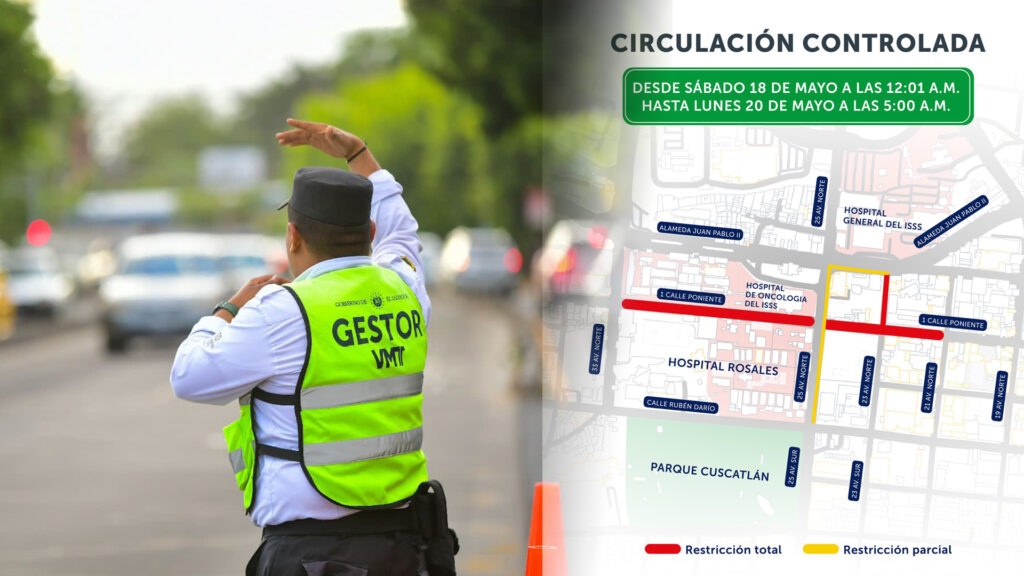 Anuncian cierre temporal de calles en San Salvador durante el fin de semana.