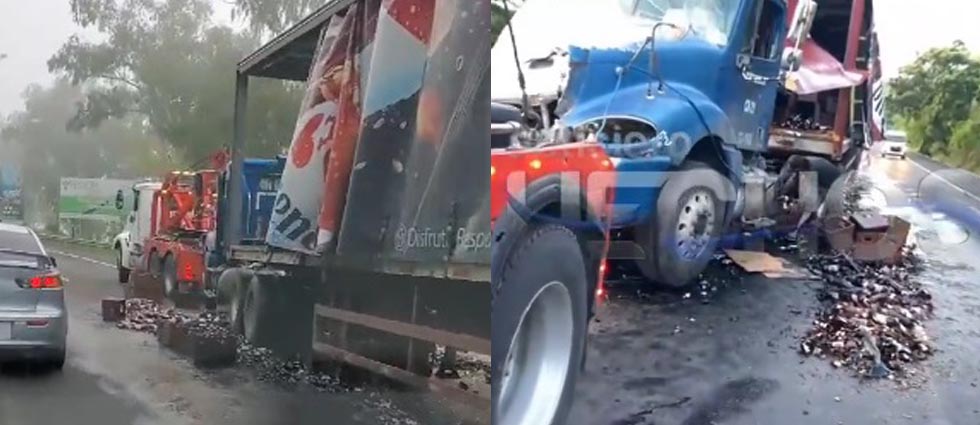 Furgón que transportaba bebidas alcohólicas se accidenta en Santa Ana