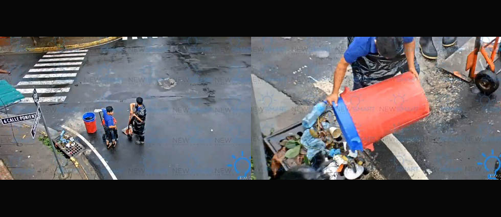 ¡Empleados de pupusería tecleña arrojan basura al tragante en plena alerta roja!