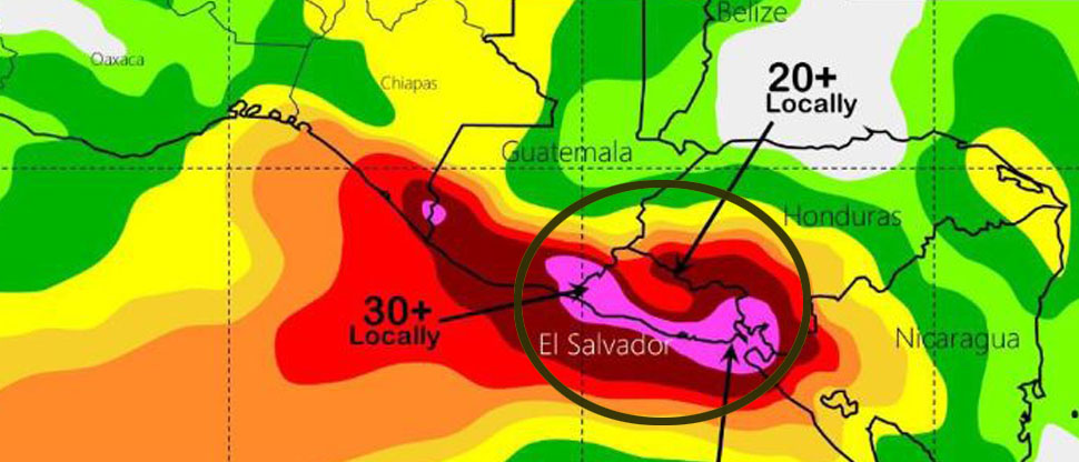El Salvador se llevará la peor parte de afectaciones por fuertes tormentas