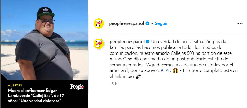 Revista People publica nota del fallecimiento de Callejas 503