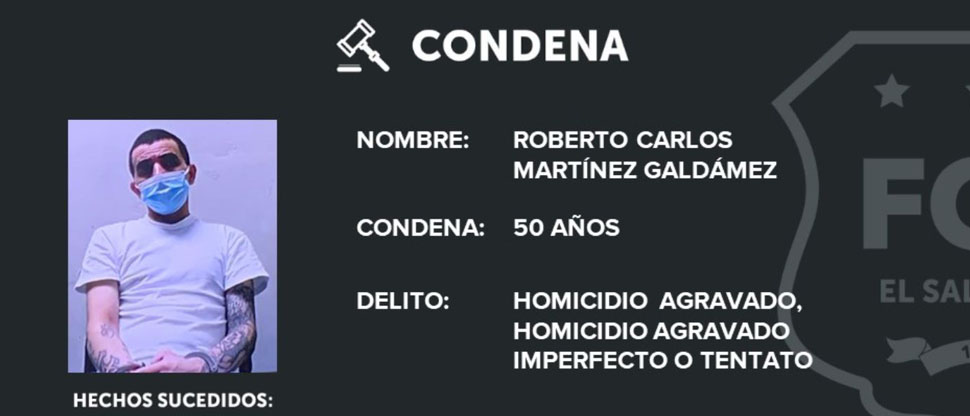 Roberto Carlos pasará 50 años en prisión por el delito de homicidio agravado en Santa Ana