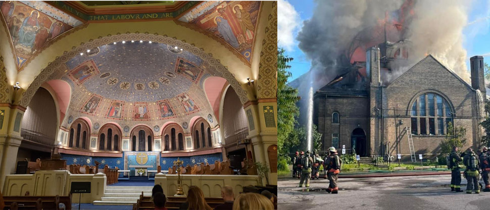Canadá: Incendio devora iglesia que albergaba históricos murales