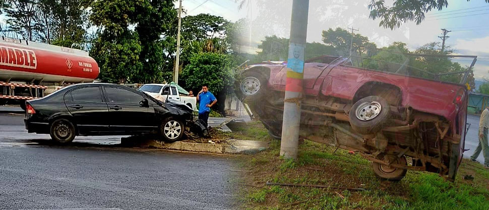 Tres lesionados deja aparatoso accidente en carretera a Sonsonate