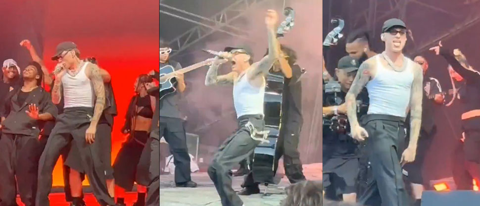 Peso Pluma se accidenta en medio de concierto y termina con fractura en su pie