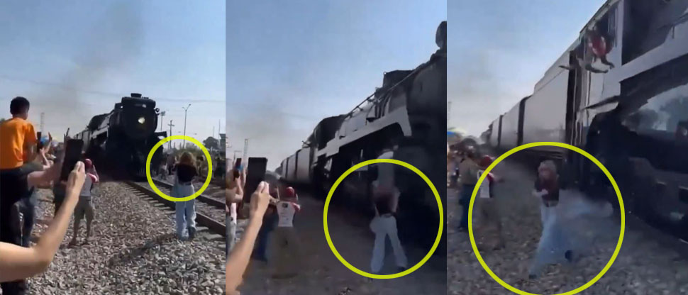 México: Mujer se salva de milagro de ser embestida por tren al tratar de hacerle una foto