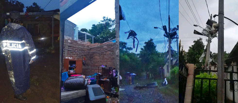Lluvias y vientos tipo tornado dañan 21 viviendas en Ahuachapán