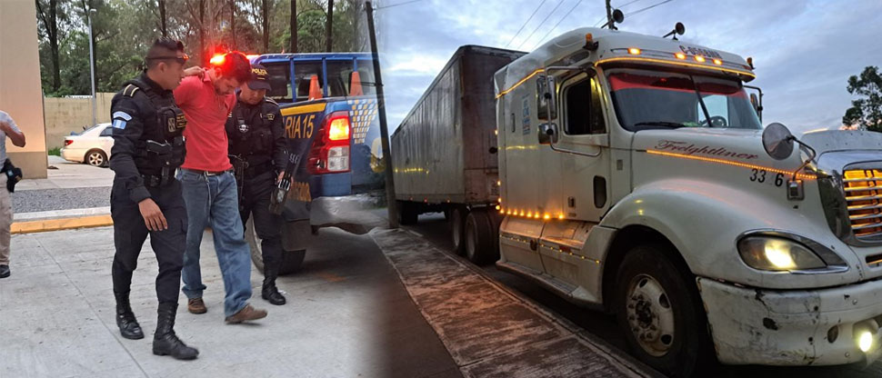 GUATEMALA: capturan a roba furgones salvadoreño y le decomisan rastra cargada con comida 