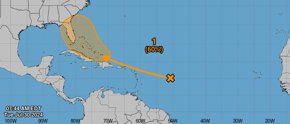 Vigilan una “gran onda tropical” con el 60% de probabilidades de desarrollo ciclónico