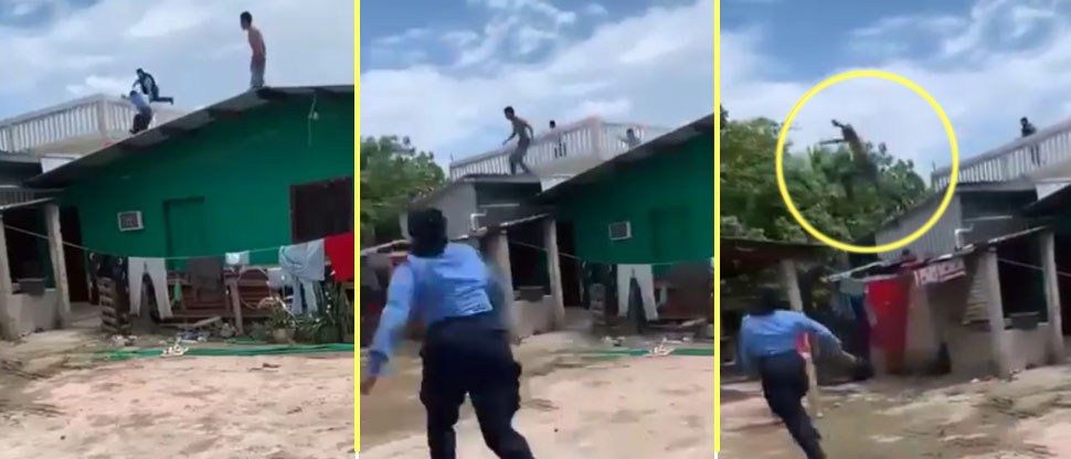 HONDURAS: sujeto se burla de policías tras escapar entre los techos de varias viviendas