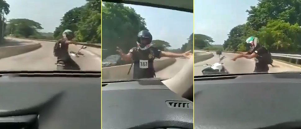 Sujeto bloquea el paso a vehículos para simular un accidente y estafar a sus víctimas