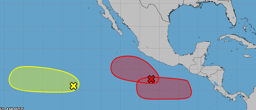 Monitorean 3 áreas de tormentas en el Océano Pacífico con probabilidad de desarrollo ciclónico