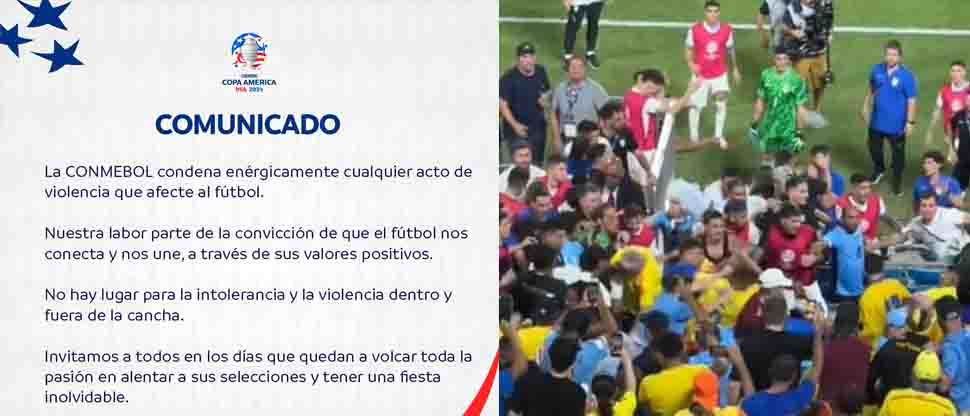 Con un simple comunicado, CONMEBOL se expresa de los disturbios tras batalla campal en Copa América