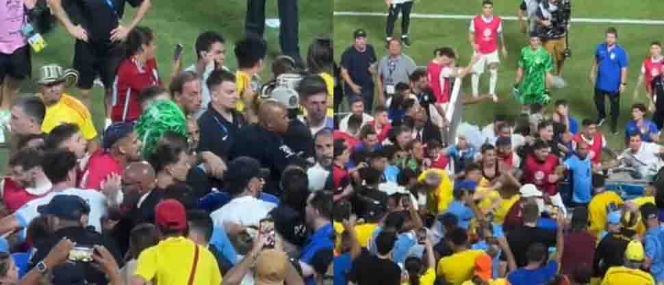 Disturbios: jugadores de Uruguay protagonizan batalla campal con aficionados colombianos