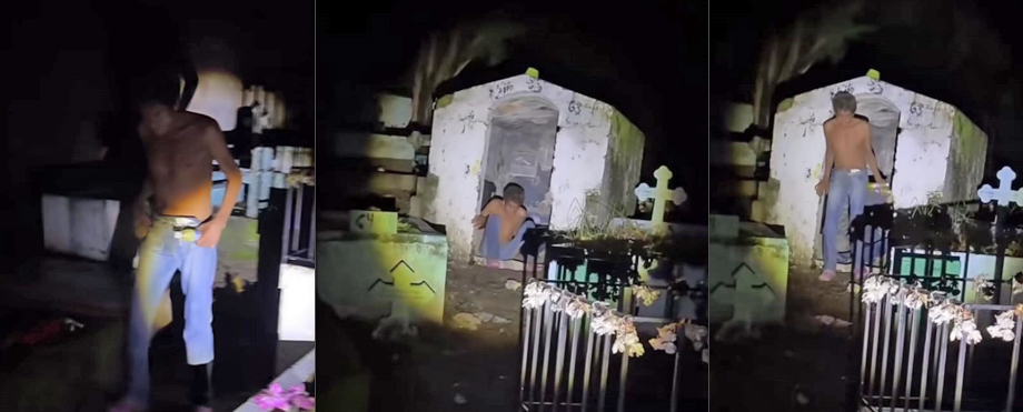Tiktoker se lleva el susto de su vida mientras realizaba un En Vivo en un cementerio