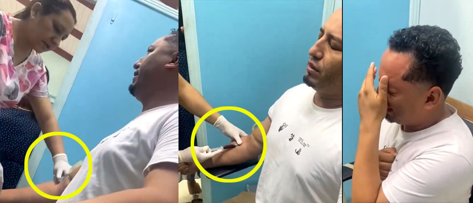 Hombre se vuelve viral por tenerle temor a las inyecciones