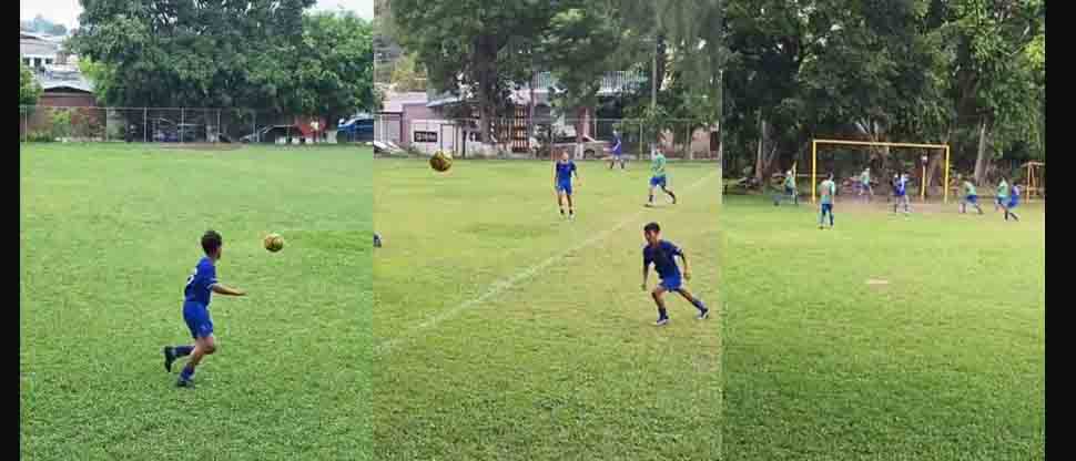 Viralizan a jóvenes realizando una impresionante jugada de fútbol