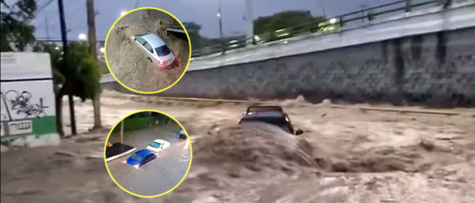 MÉXICO: Potentes correntadas de agua arrastran vehículos tras inundaciones en calles de Tuxtla