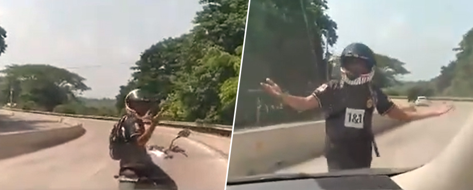 Denuncian a motociclista que puso en peligro la vida de una familia en carretera al Puerto