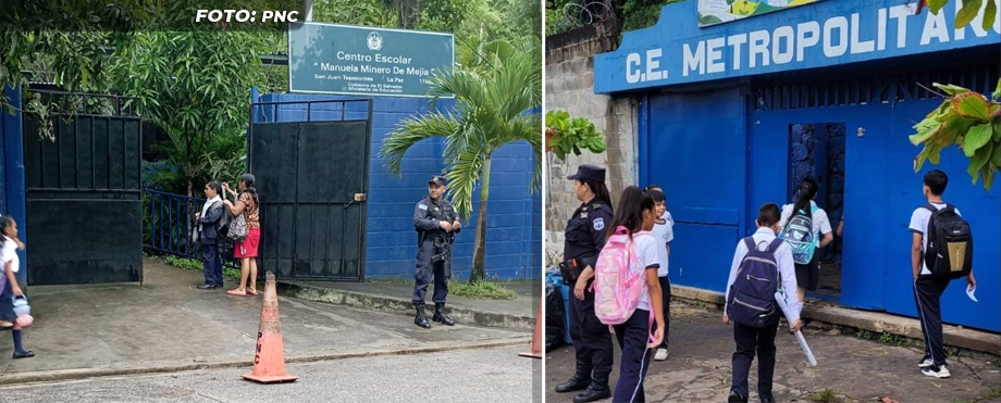 Estudiantes niños y adolescentes llegan a sus centros de estudio bajo un clima de seguridad