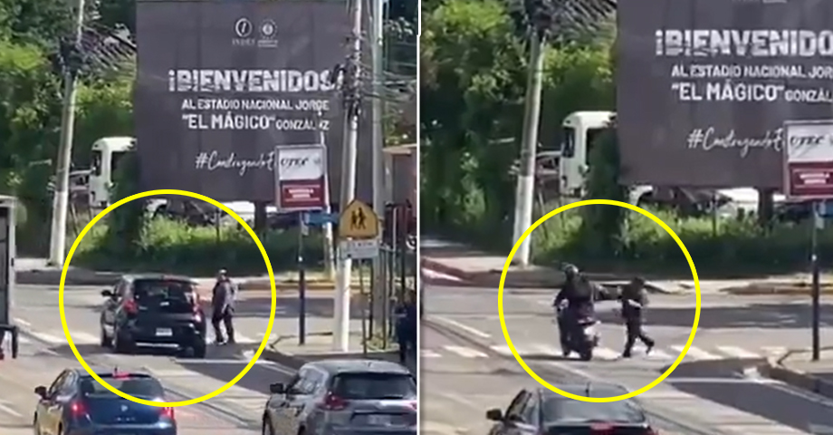 Denuncian a sujeto que intentó golpear vehículos y motocicletas en marcha en una calle capitalina