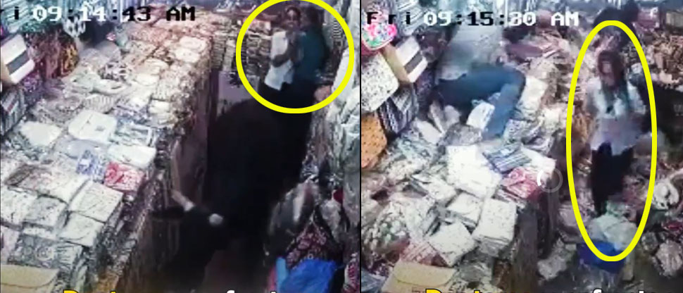 INDIA: Dos toros irrumpen tienda de ropa y acorralan a dos mujeres