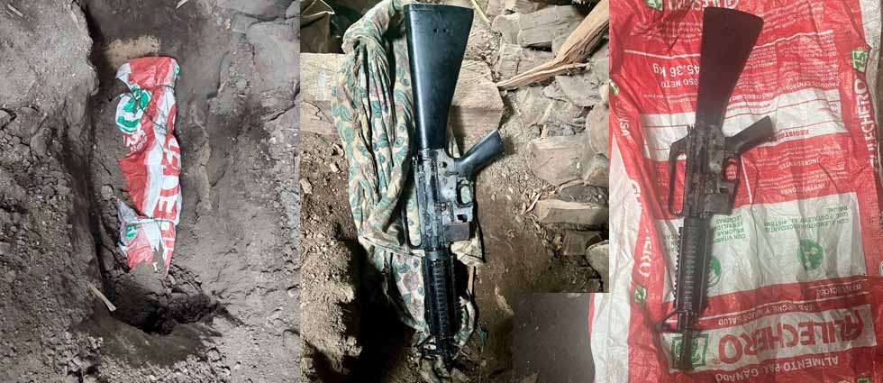Denuncia permite ubicar fusil M-16 enterrado en una casa abandonada en San Salvador