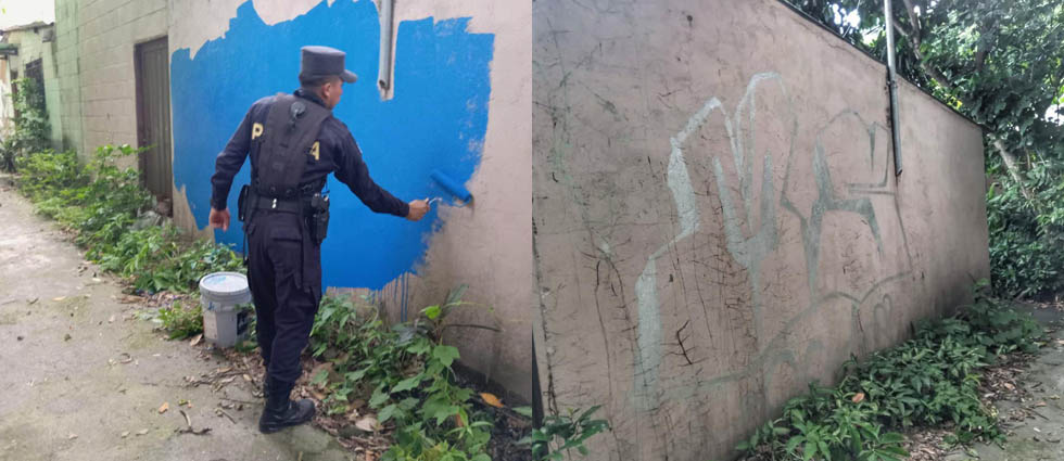 Borran grafiti de la MS en comunidad de Ilopango