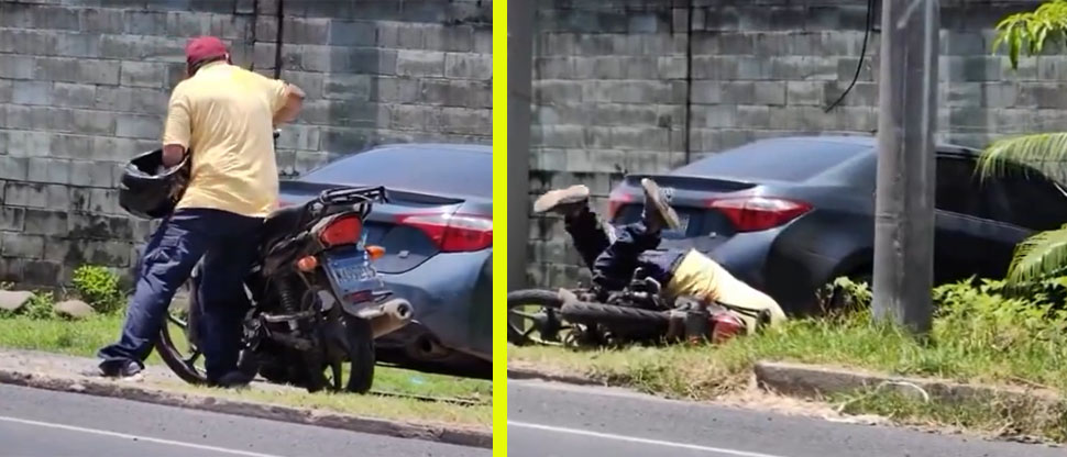 Captan a hombre que apenas podía caminar de borracho intentando subirse a su moto