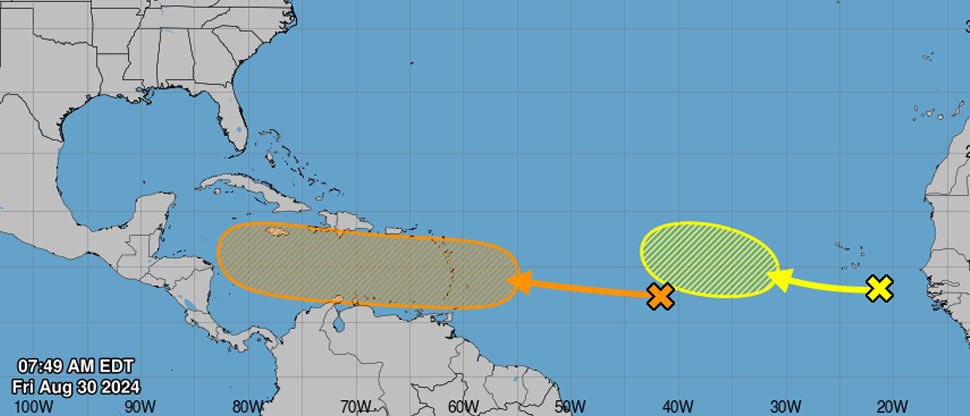 Vigilan dos disturbios en el Atlántico con probabilidades de desarrollo ciclónico