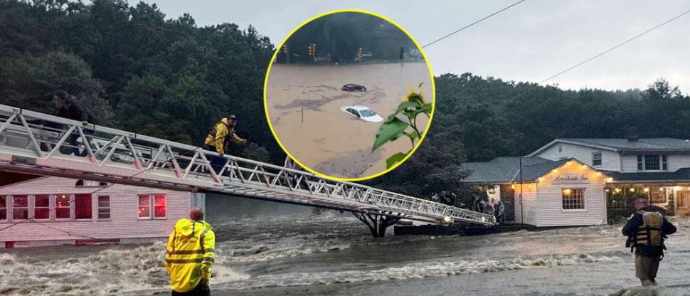 Lluvias extremas provocan históricas inundaciones y caos en Connecticut, EE.UU.