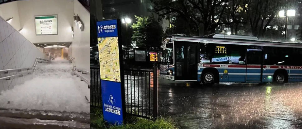 JAPÓN: Fuerte lluvia inunda el metro de Tokio